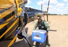 Helicóptero do DETRAN do Distrito Federal transporta coração vindo de Goiânia para o Incor-DF