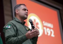 Regional de Saúde de Maringá realiza treinamento na Uningá com presença do helicóptero do SAMU