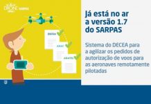 Já está disponível a versão 1.7 do Sistema de Solicitação de Acesso ao Espaço Aéreo por RPAS – SARPAS
