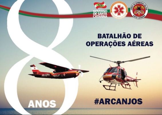 Arcanjos do Corpo de Bombeiros e do SAMU de Santa Catarina completam 8 anos de operações aéreas