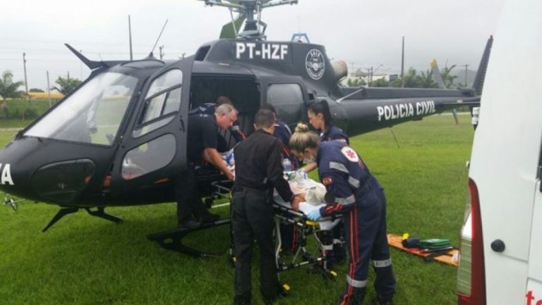 SAER da Polícia Civil realiza transporte aeromédico de menina com doença hepática de Criciúma para Jaraguá do Sul