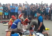 Batalhão de Operações Aéreas e Bombeiros realizam resgate de banhistas em Matinhos, PR