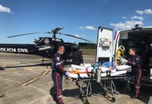 SAER da Polícia Civil e SAMU realizam transporte aeromédico de vítima de AVC para hospital de Curitibanos, SC