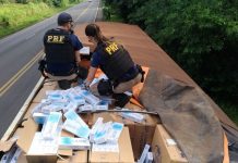 Com apoio de helicóptero, Polícia Rodoviária Federal apreende R$ 1,5 milhão em cigarros