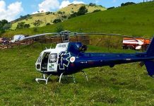 Helicóptero do SAMU socorre vítima de acidente na PR-535, em Rio Branco do Ivaí