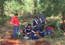Vítima atropelada por trator é resgatada pelo helicóptero do SAMU em Quinta do Sol, PR