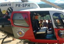 Equipe aeromédica do helicóptero Águia 16 da PM socorre criança afogada em Ilha Bela, litoral de SP