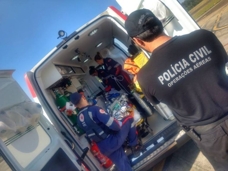 SAER da Polícia Civil de SC e SAMU transportam paciente idosa de Araranguá para Hospital de Caçador