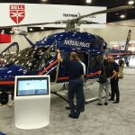 O estande da Bell Helicopters teve como grande destaque a exposição do Bell 429 da polícia do condado de Nassau/NY, em sua configuração multimissão, com glass cockpit, kit aeromédico, estação de monitoramento do sistema imageador e farol de busca Trakkabeam.