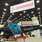 A Leonardo levou para seu estande como destaque o novo AW119 do Departamento de Polícia de Proteção Ambiental de Nova York.