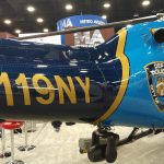 Novo AW119 do Departamento de Polícia de Proteção Ambiental de Nova York, completamente customizado e equipado com farol de busca Trakkabeam, FLIR, flutuadores de emergência, alto falantes externos, gancho para carga externa, entre outros equipamentos.