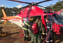 Helicóptero e bombeiros de Pires do Rio atuam em grave acidente entre caminhão e moto na GO-139