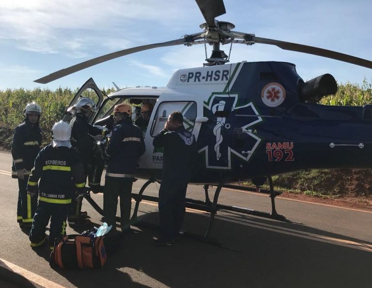 Helicóptero do SAMU Maringá é acionado para resgate na PR-552