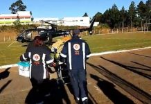 Idosa é transferida pelo helicóptero do SAer até Xanxerê, SC