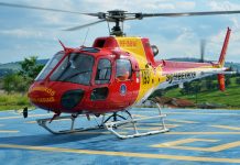 Helicóptero Arcanjo realiza pouso em Barbacena para transporte aeromédico