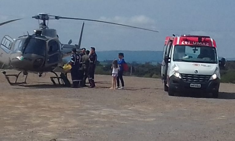 Criança é transferida de Campos Novos para Florianópolis pelo Águia 4 da PM