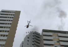 Órgãos de segurança e saúde simulam incêndio em prédio e treinam resgate aéreo de vítimas em Montes Claros