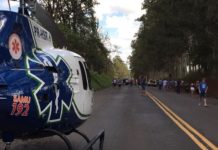 Helicóptero do SAMU realiza resgate de vítima grave em acidente de trânsito na PR-317