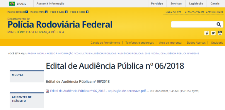 Polícia Rodoviária Federal realiza Audiência Pública para futura aquisição de avião