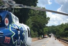 Acidente na PR-323 mobiliza equipe aeromédica do helicóptero do SAMU de Maringá