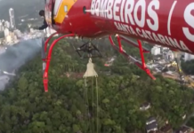 Corpo de Bombeiros usa drones e helicóptero para combater incêndio em Blumenau, SC
