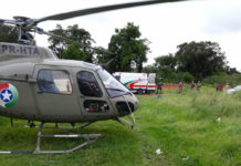 Helicóptero da Polícia Militar é acionado para transportar homem baleado em Joinville, SC