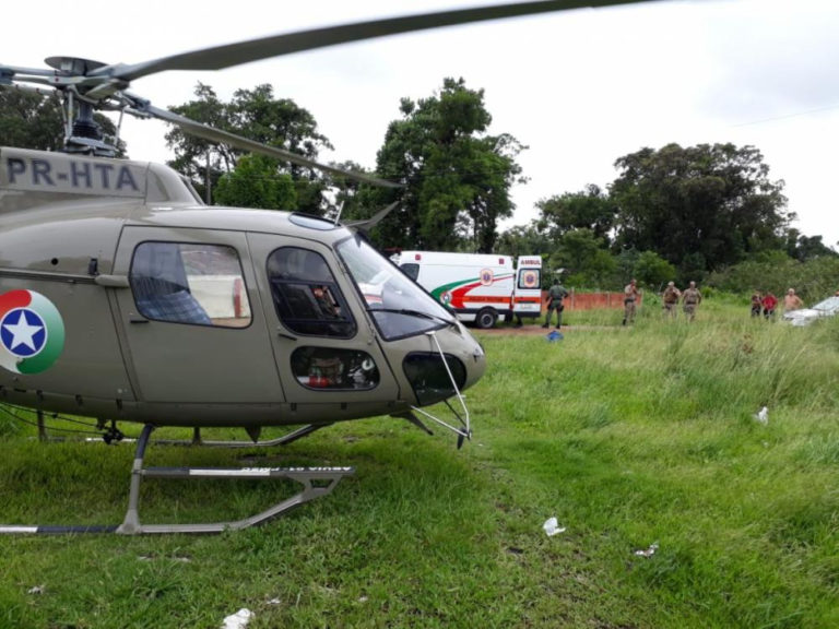 Helicóptero da Polícia Militar é acionado para transportar homem baleado em Joinville, SC