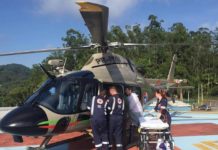 Transporte aeromédico acontece no dia de inauguração da 3ª Cia do Batalhão de Aviação da PM em Balneário Camboriú, SC