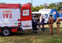 Helicóptero Saúde 02 realiza transferência de vítima de tentativa de homicídio de Palotina para Toledo, PR