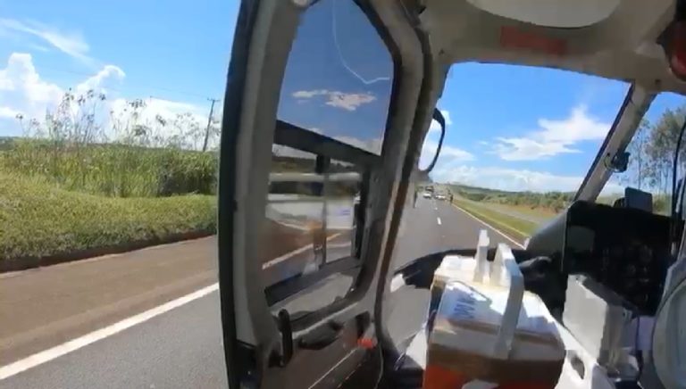 Com ajuda do helicóptero Saúde 10, Central de Transplantes do Paraná realiza transporte de órgãos de Maringá para Goiânia