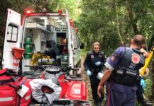 Equipe aeromédica do Arcanjo 03 e SAMU são acionados para socorrer tratorista acidentado em Apiúna, SC