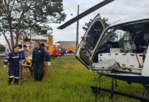 Equipe aeromédica do Saúde 10 socorre vítima gravemente ferida em acidente de trânsito em Maringá, PR