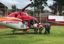 Equipe do helicóptero Bombeiro 01 transfere bebê da cidade de Ceres para Goiânia após acidente na BR-153