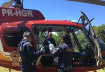 Equipe aeromédica do Arcanjo 01 do Corpo de Bombeiros resgata criança vítima de atropelamento na BR-282, SC