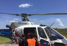 Helicóptero da SSP do Amazonas socorre agricultor vítima de queda de árvore no município de Iranduba