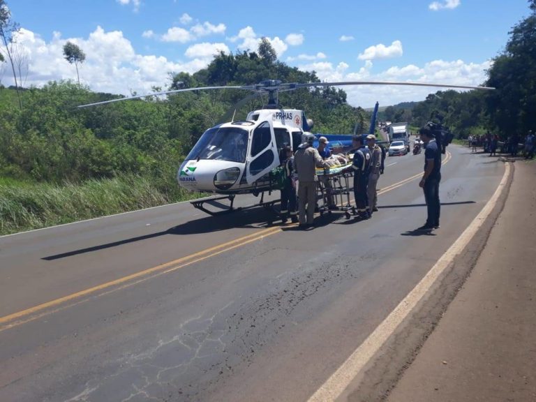 Helicóptero Saúde 09 do SAMU é acionado para resgate de vítima de acidente na PR-445