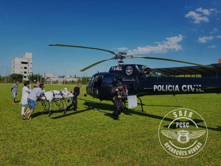 SAER da Polícia Civil e SAMU transportam vítimas de queimadura de Meleiro para Lages, SC