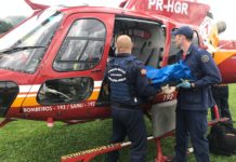 Corpo de Bombeiros e SAMU socorrem vítimas de acidente na SC-407, em Antônio Carlos