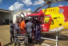 Helicóptero Arcanjo 06 do Corpo de Bombeiros de Minas resgata vítima de acidente na BR-452