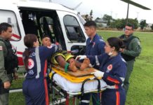 Equipes do SAMU e do helicóptero Águia 01 resgatam homem picado por cobra em comunidade rural de Manaus, AM