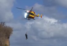 Helicóptero de resgate francês atinge fios de eletricidade durante operação de guincho; ninguém se feriu