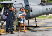 Helicóptero da Marinha transporta bebê com febre e insuficiência respiratória de Taquari para Corumbá