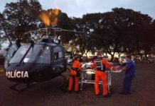 Equipe aeromédica do SAER/SARA resgata vítima de queda no distrito de Marechal Bormann, Chapecó