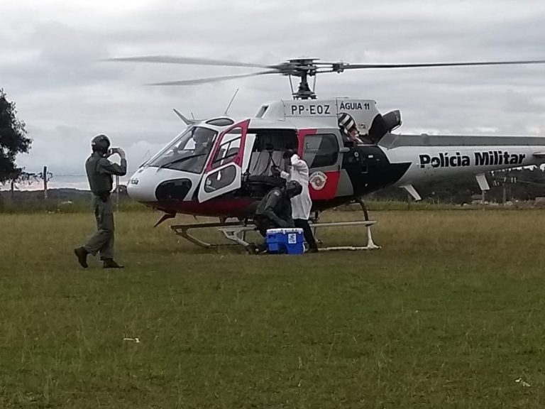 Águia da PM transporta coração de Jaú para transplante em paciente no Hospital das Clínicas de Botucatu, SP