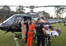 Equipe aeromédica do SAER realiza transferência de paciente de Águas de Chapecó para o HRO