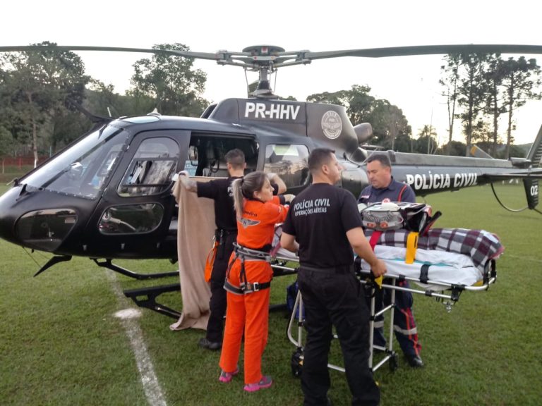 Equipe aeromédica do SAER realiza transferência de paciente de Águas de Chapecó para o HRO
