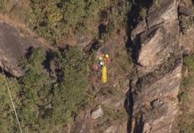 Corpo de Bombeiros de Minas realiza resgate de praticante de highline na Serra do Curral, MG