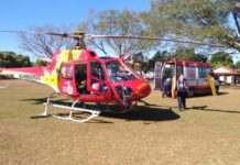 Arcanjo 06 transporta vítima de acidente de trabalho de Campina Verde para Uberlândia, MG