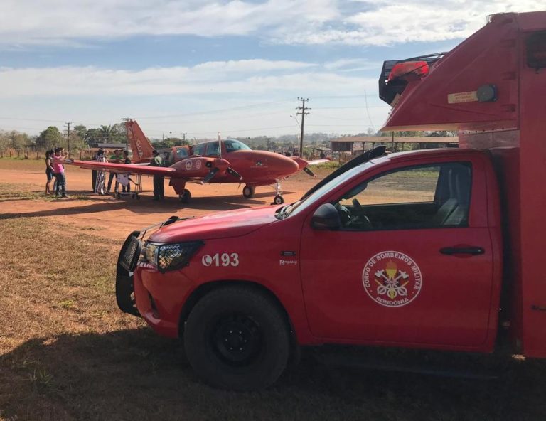 Paciente que sofreu AVC é transferido por avião do Corpo de Bombeiros de Mato Grosso para Rondônia