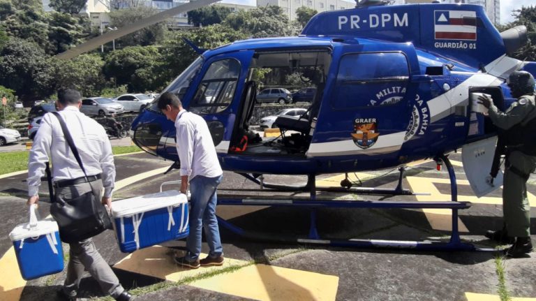GRAER da PM transporta coração, fígado, rins e córneas de Santo Antônio de Jesus para Salvador, BA